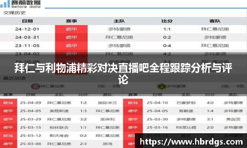拜仁与利物浦精彩对决直播吧全程跟踪分析与评论